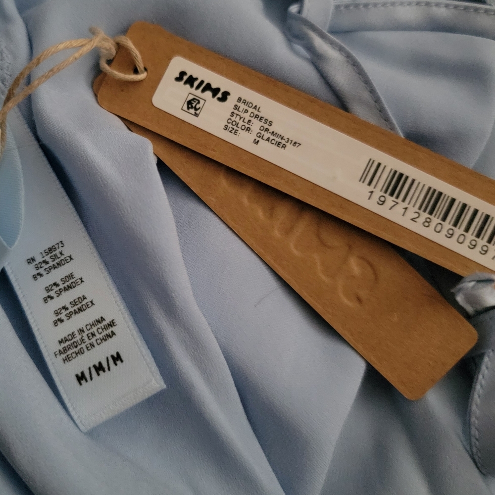 SKIMS Bridal Silk Slip Dress Glacier NWT Medium - Picture 3 of 4